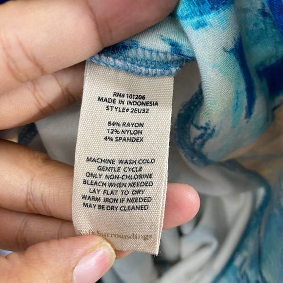 Soft Surroundings Leggings Small Blue Floral Superslim Myriad High Rise Knit - Picture 11 of 13